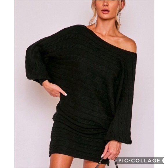 Black Long Sweater/Dress - Picture 4 of 5